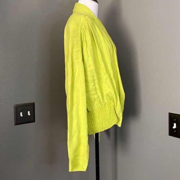 Vintage Cache Lime Green Wrap Top Long Sleeve Blouse 90s - Picture 4 of 9